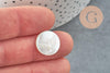 Cabochon rond colombe nacre blanche naturelle gravé 15.5mm, x1 (G9627)