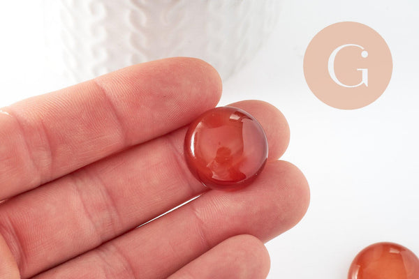 Cabochon rond cornaline naturelle orange 20mm, x1 (G9617)