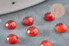 Cabochon rond cornaline naturelle orange facetté 4mm, x1 (G9387)