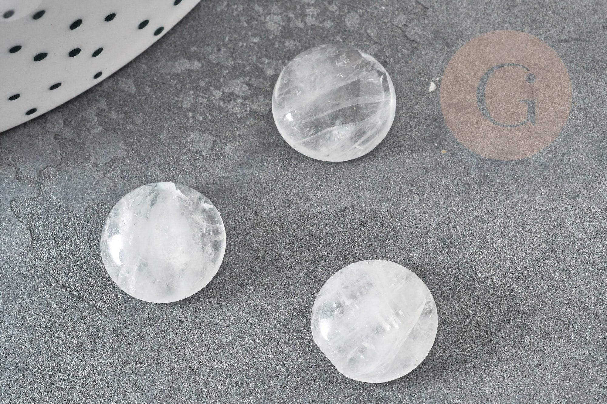 Cabochon rond cristal de roche naturel 14mm, x1 (G5054)