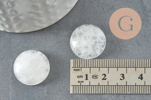 Cabochon rond cristal de roche naturel 20mm, x1 (G9616)