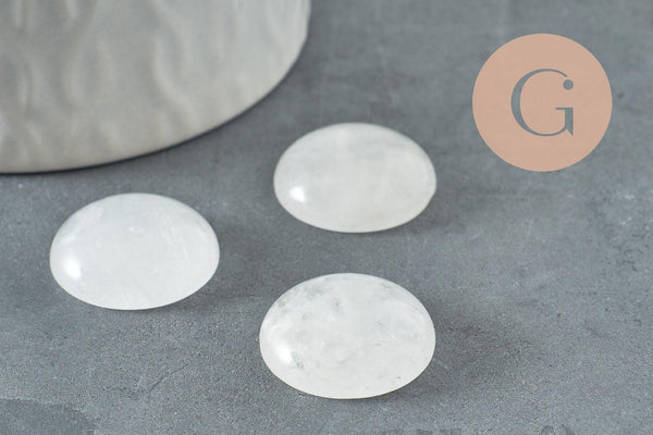 Cabochon rond cristal de roche naturel 20mm, x1 (G9616)