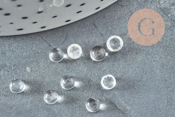 Cabochon rond cristal de roche naturel 4mm, x1 (G2884)