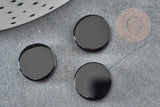 Cabochon rond disque agate naturelle noire 12mm, x1 (G2243)