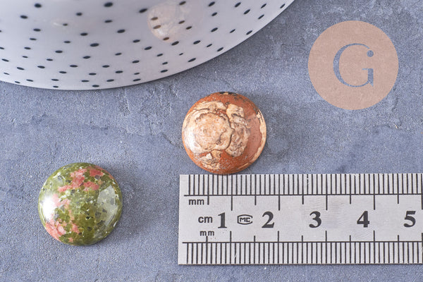 Cabochon rond dôme pierre naturelle et de synthèse 18mm, x1 (G10711)