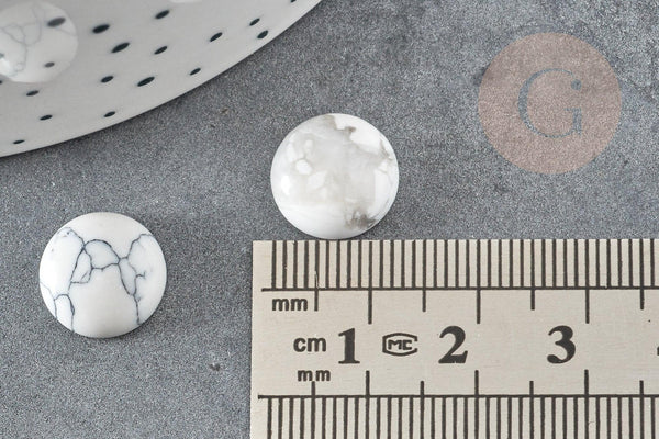 Cabochon rond howlite blanc naturelle 12mm, x1 (G0759)