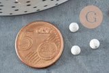 Cabochon rond howlite blanche Naturelle 4mm, x1 (G2968)