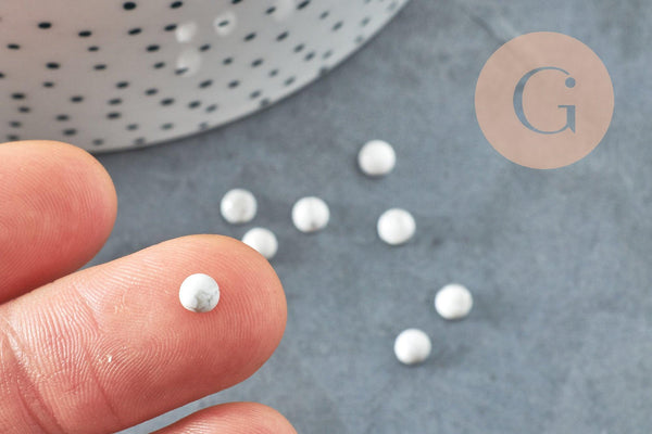 Cabochon rond howlite blanche Naturelle 4mm, x1 (G2968)