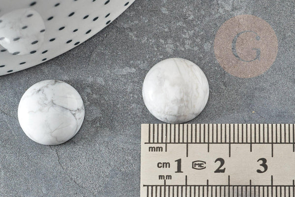 Cabochon rond howlite blanche naturelle 16mm, x1 (G2900)