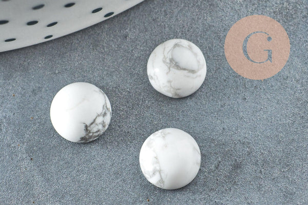 Cabochon rond howlite blanche naturelle 8mm, x1 (G8689)