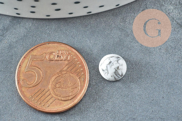 Cabochon rond howlite naturel blanc 8mm, x1 G4809