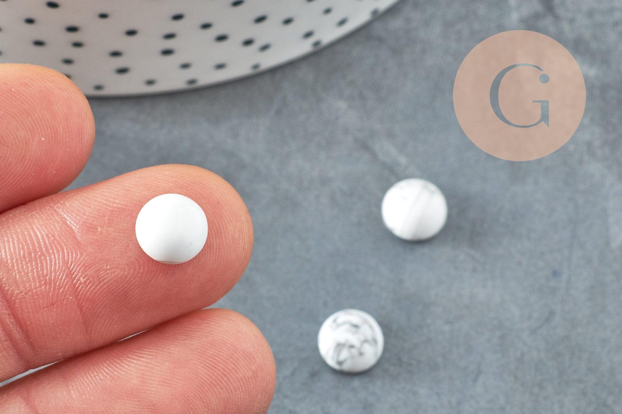 Cabochon rond howlite naturel blanc 8mm, x1 G4809