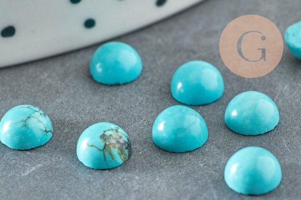 Cabochon rond howlite naturelle turquoise 6mm, x1 (G1010)