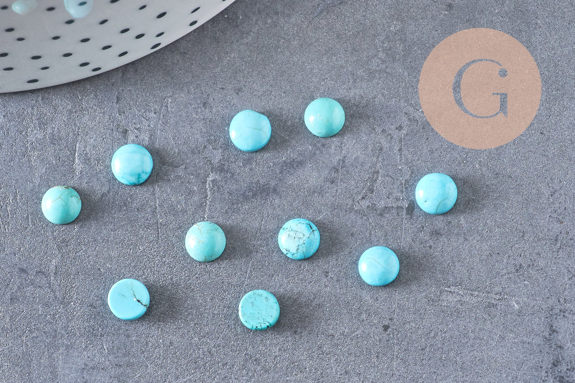 Cabochon rond howlite naturelle turquoise 6mm, x1 (G5055)