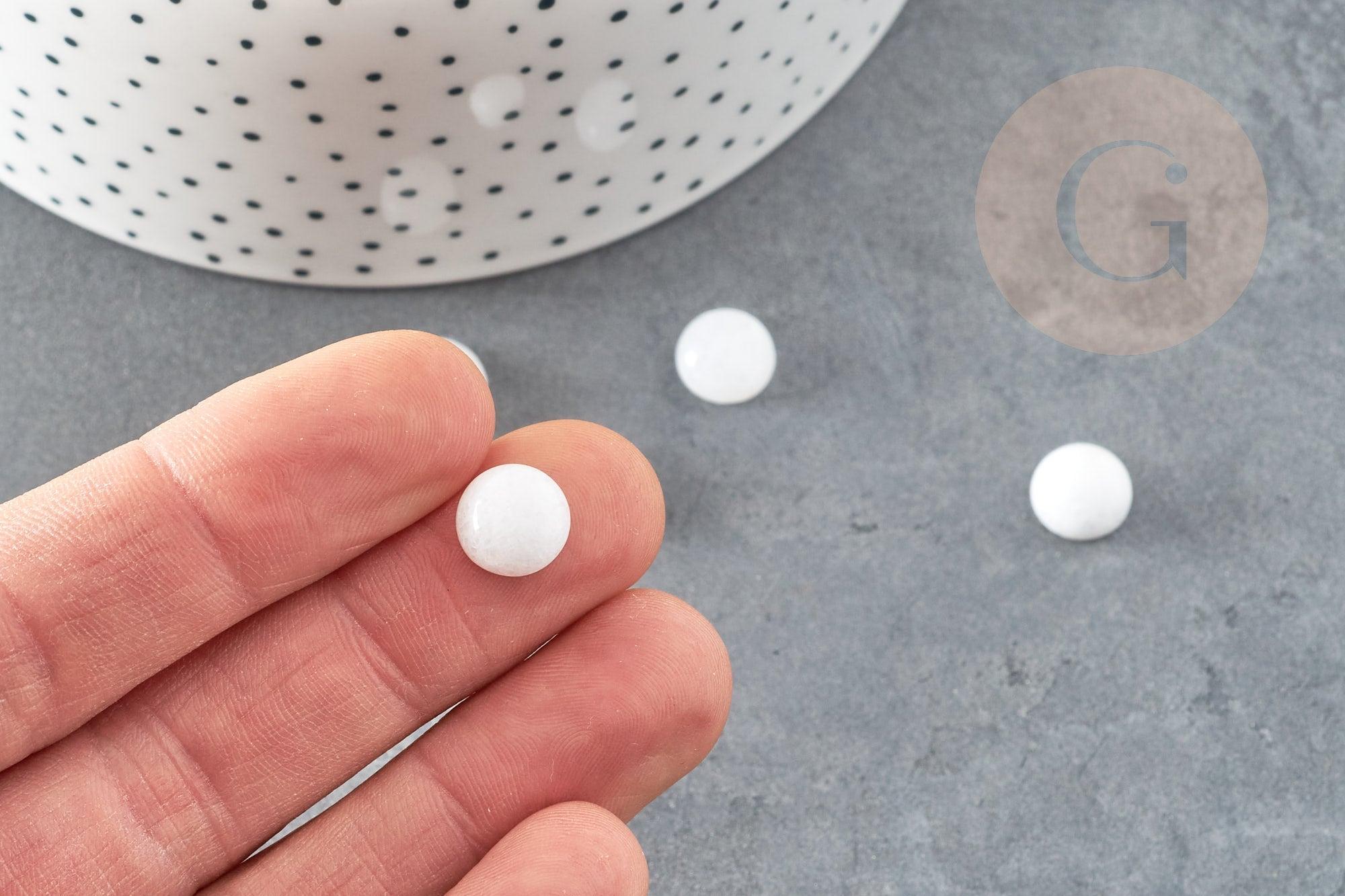 Cabochon rond jade blanc, cabochon rond, jade naturel,pierre naturelle,jade blanc, 10mm, x1 (G1642)