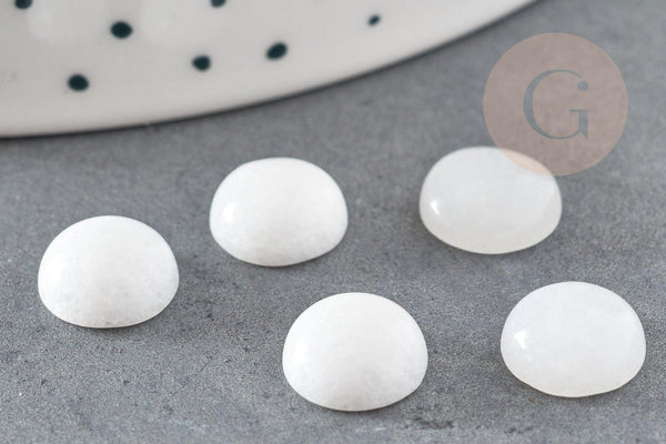 Cabochon rond jade blanc, cabochon rond, jade naturel,pierre naturelle,jade blanc, 10mm, x1 (G1642)