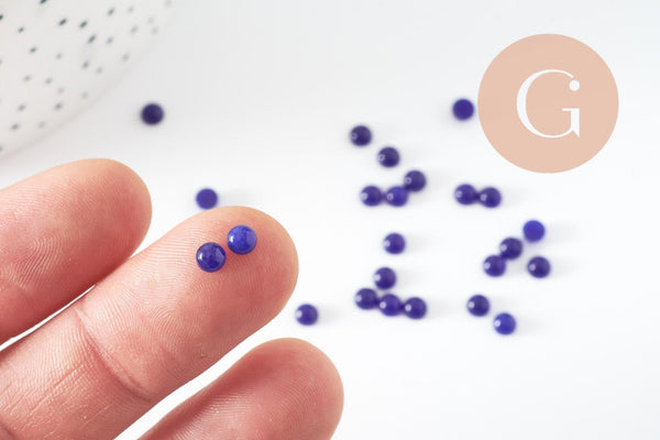 Cabochon rond jade naturel bleu 4mm, x1 (G9966)