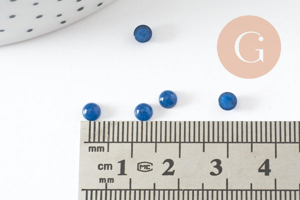 Cabochon rond jade naturel bleu 4mm, x1 (G9967)