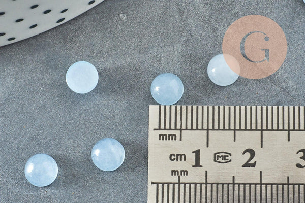 Cabochon rond jade naturel bleu ciel 6mm, x1 (G1606)