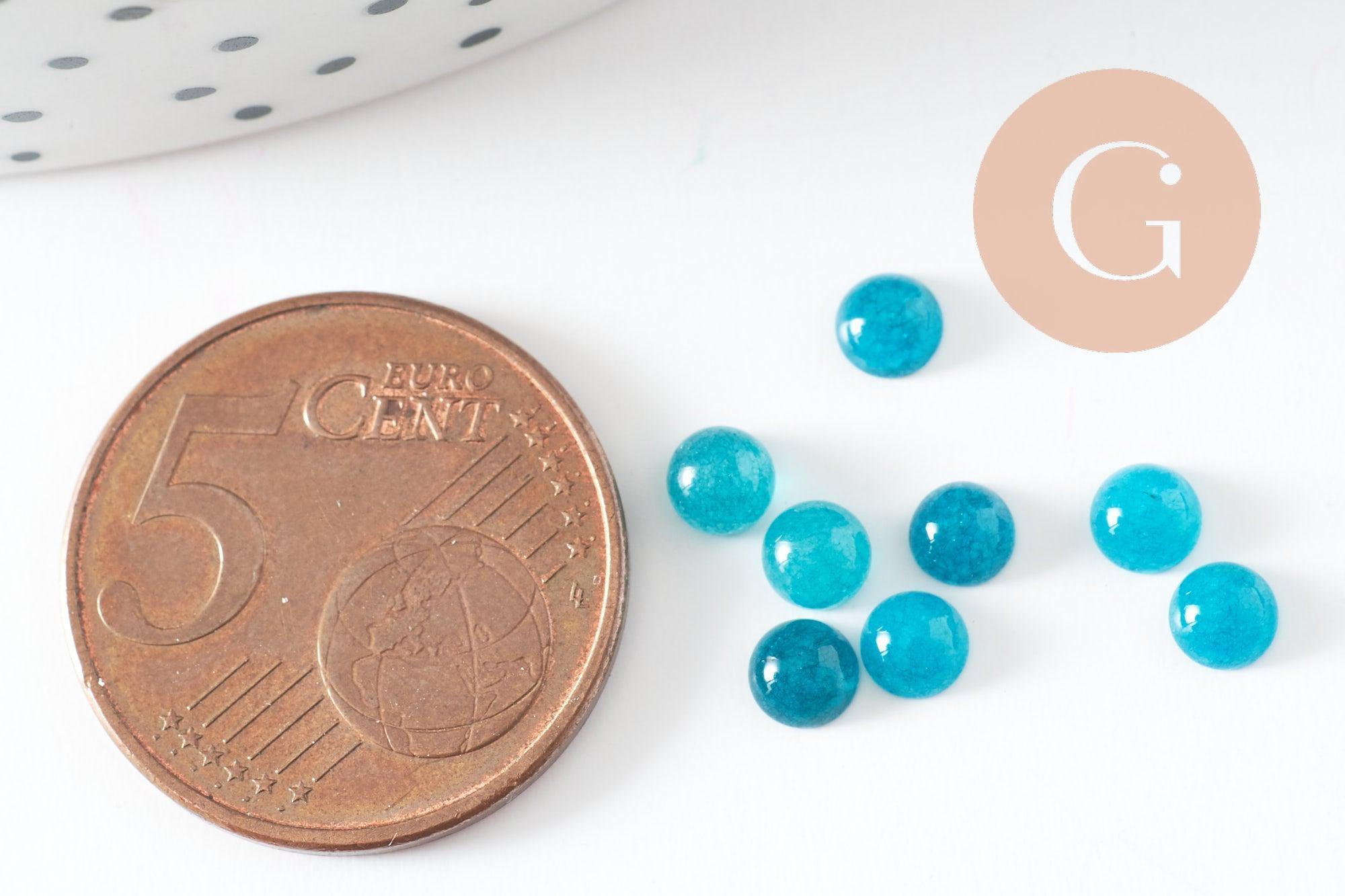 Cabochon rond jade naturel bleu cyan 4mm, x1 (G9959)