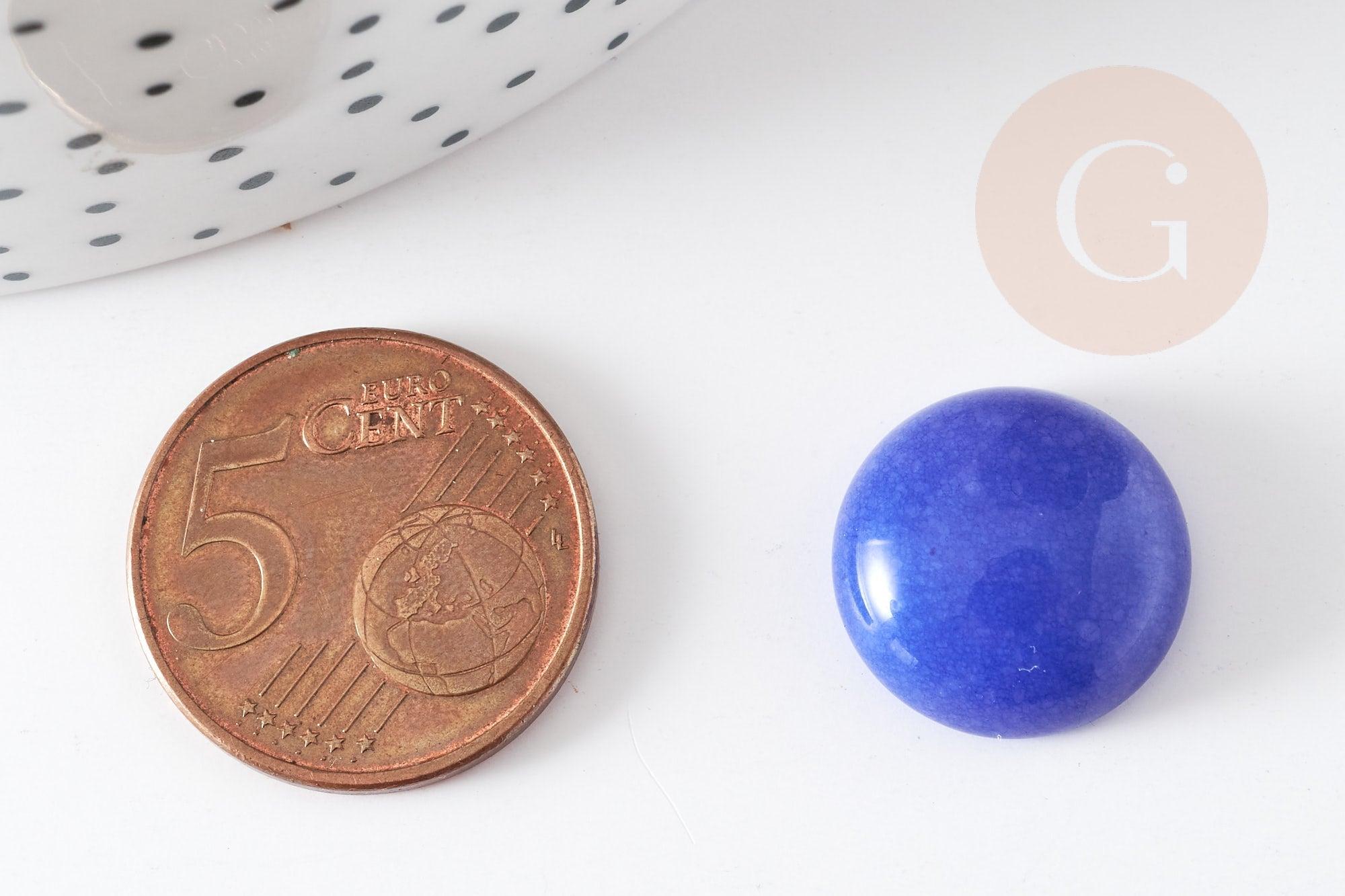 Cabochon rond jade naturel bleu roi 16mm, x1 (G2430)
