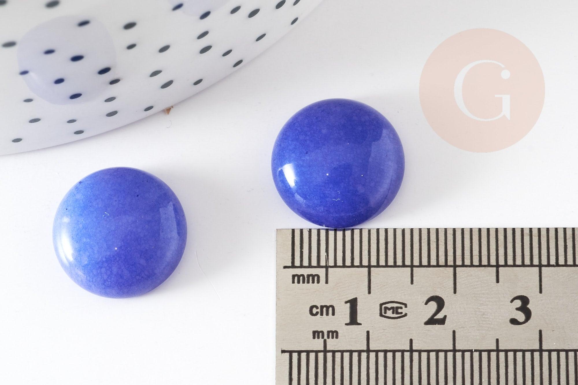 Cabochon rond jade naturel bleu roi 16mm, x1 (G2430)