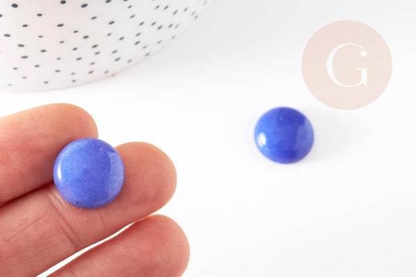 Cabochon rond jade naturel bleu roi 16mm, x1 (G2430)