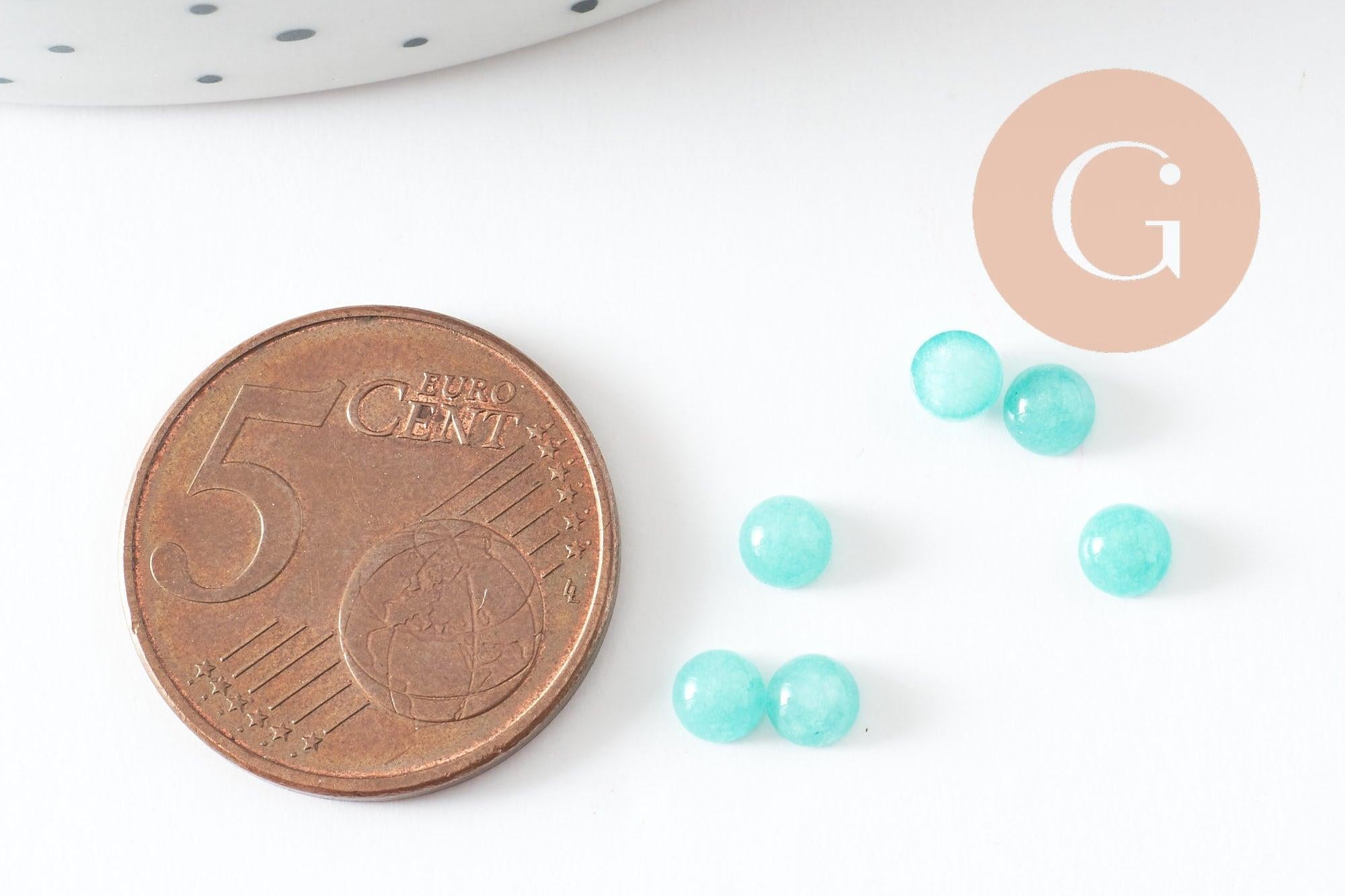 Cabochon rond jade naturel bleu turquoise 4mm, x1 (G9968)