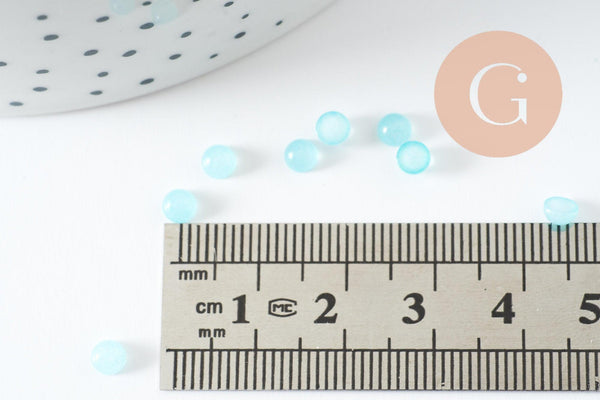 Cabochon rond jade naturel bleu turquoise clair 4mm, x1 (G9958)