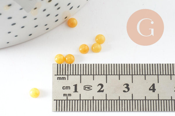 Cabochon rond jade naturel jaune 4mm, x1 (G9957)