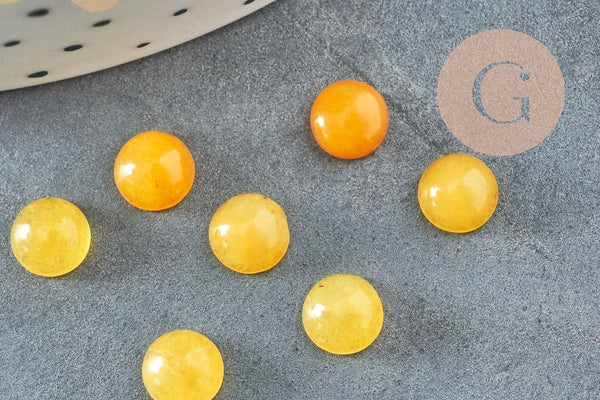 Cabochon rond jade naturel jaune 6mm, x1 (G0548)
