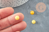 Cabochon rond jade naturel jaune 8mm, x1 (G0454)