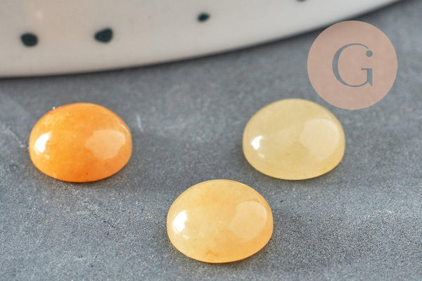 Cabochon rond jade naturel jaune 8mm, x1 (G1140)