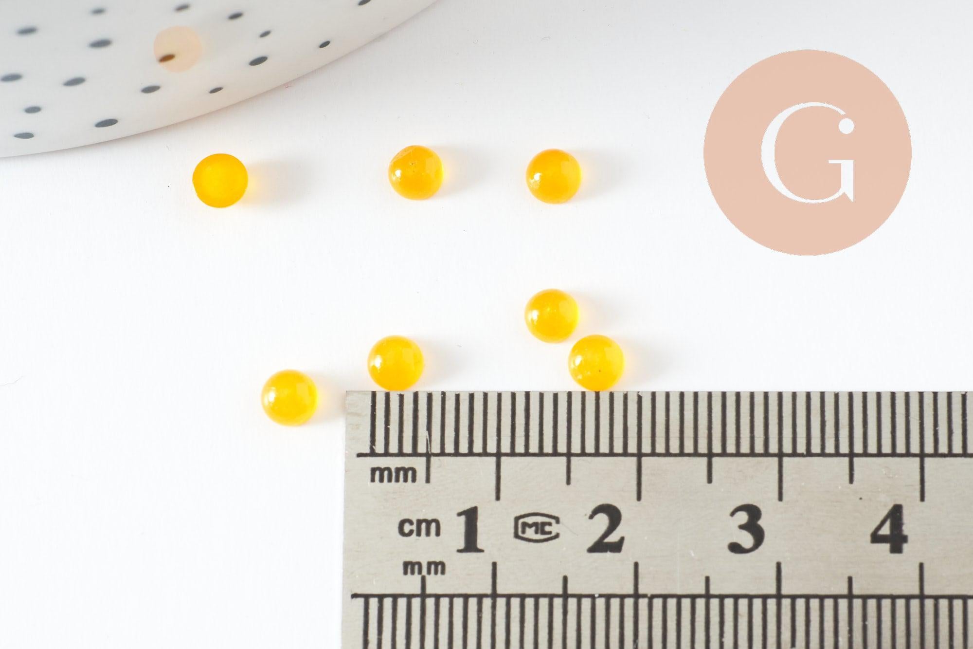 Cabochon rond jade naturel jaune vif 4mm, x1 (G9955)