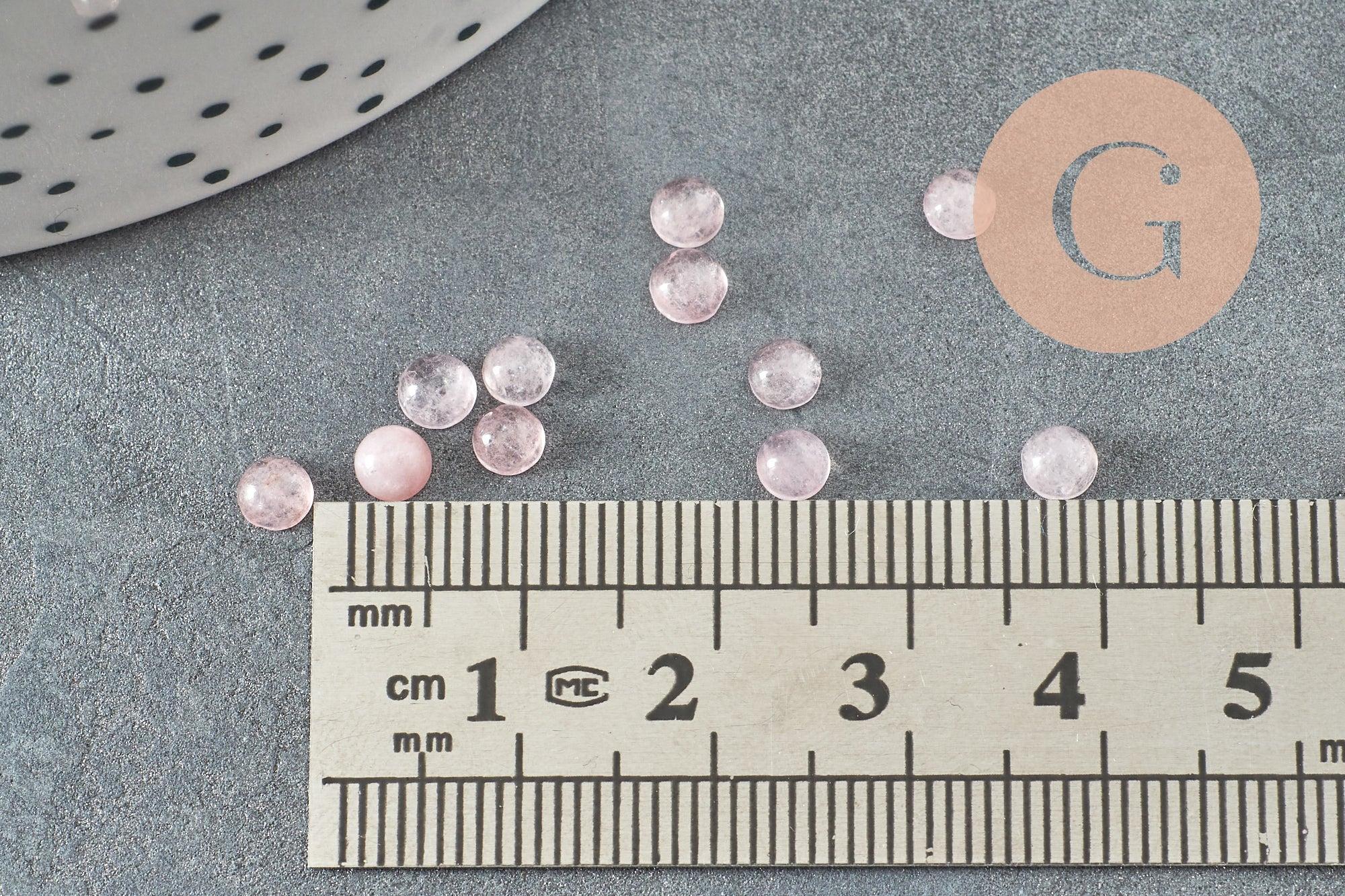 Cabochon rond jade naturel rose clair 4mm, x1 (G9953)