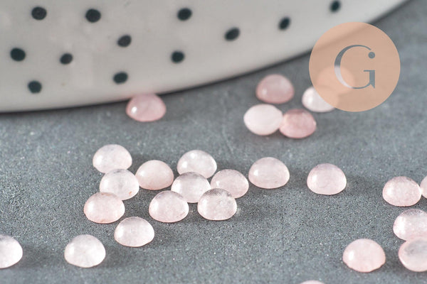 Cabochon rond jade naturel rose clair 4mm, x1 (G9953)