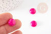 Cabochon rond jade naturel rose fuchsia 12mm, x1 (G9362)
