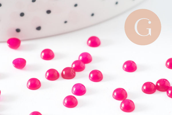 Cabochon rond jade naturel rose fuchsia 4mm, x1 (G9952)