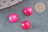 Cabochon rond jade naturel rose fuchsia 6mm, x1 (G1411)