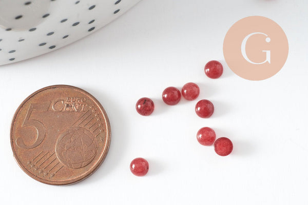 Cabochon rond jade naturel rouge 4mm, x1 (G9951)