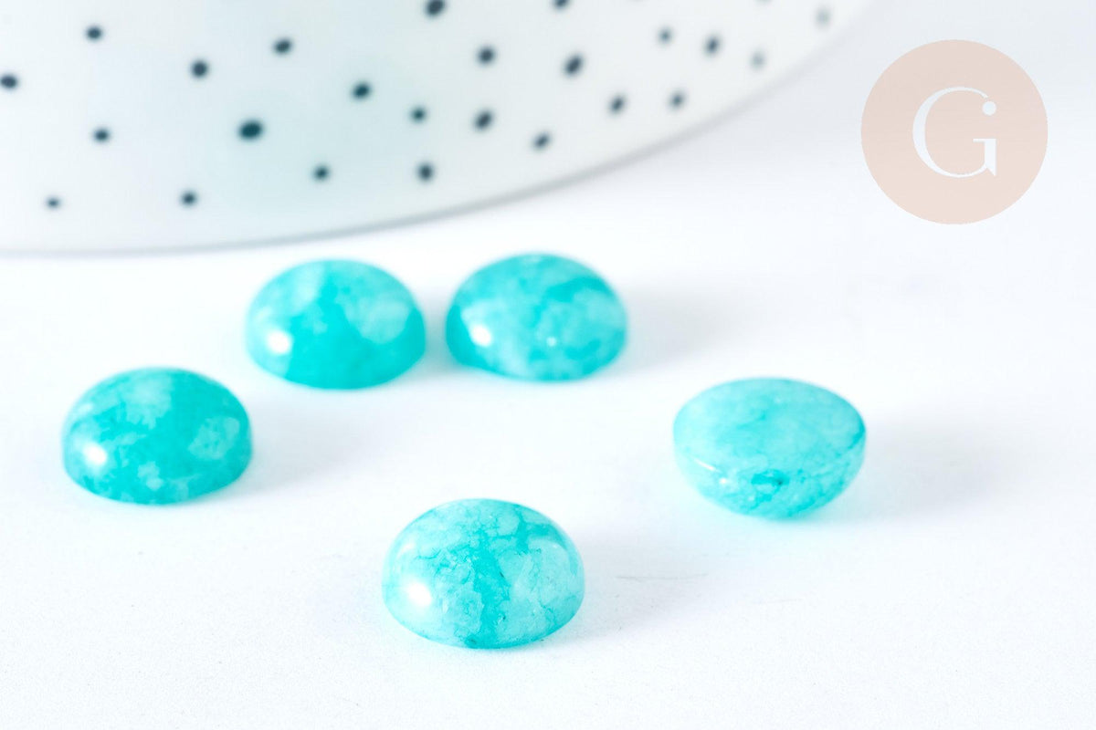 Cabochon rond jade naturel turquoise 12mm, x1 (G7573)