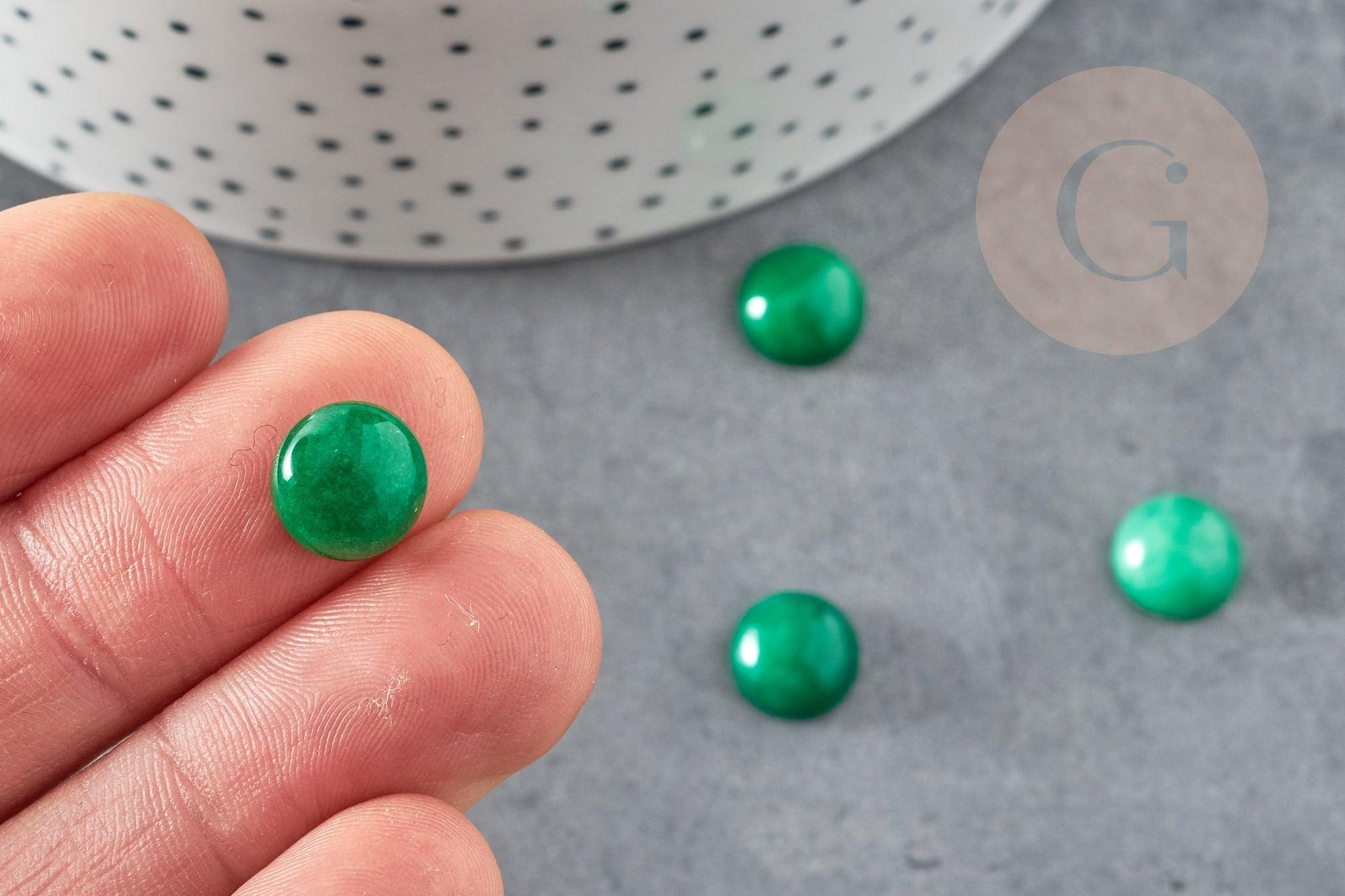 Cabochon rond jade naturel vert 10mm, x1 (G1670)