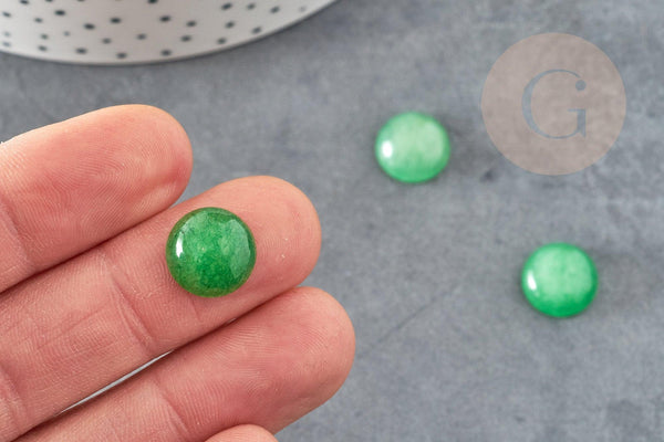 Cabochon rond jade naturel vert 12mm, x1 (G2632)