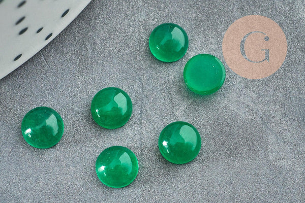 Cabochon rond jade naturel vert 6mm, x1 (G2969)