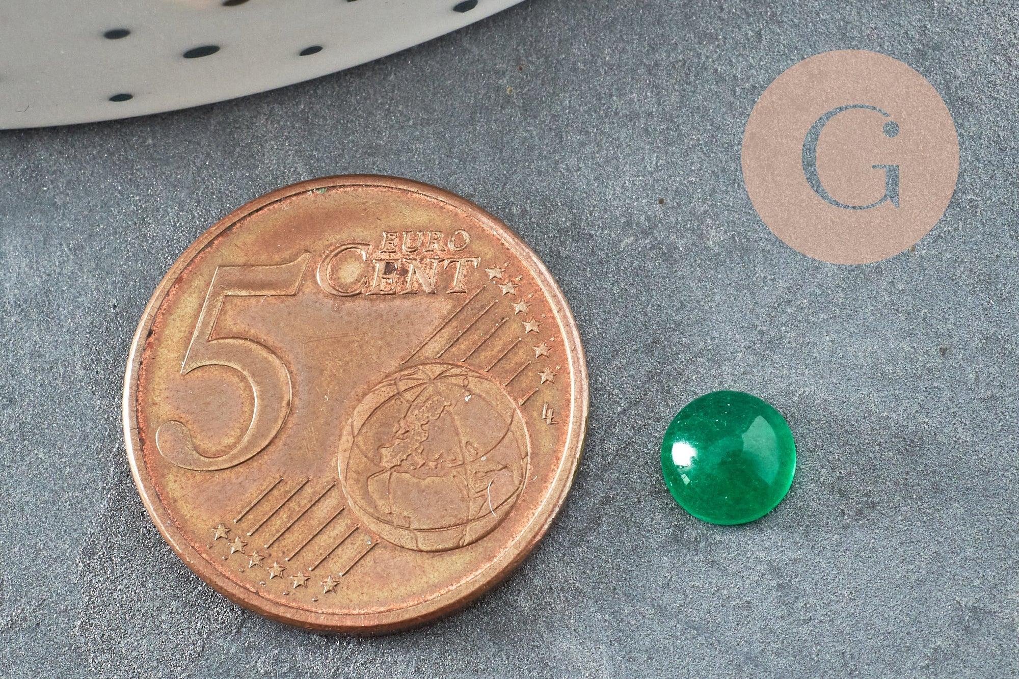 Cabochon rond jade naturel vert 6mm, x1 (G2969)