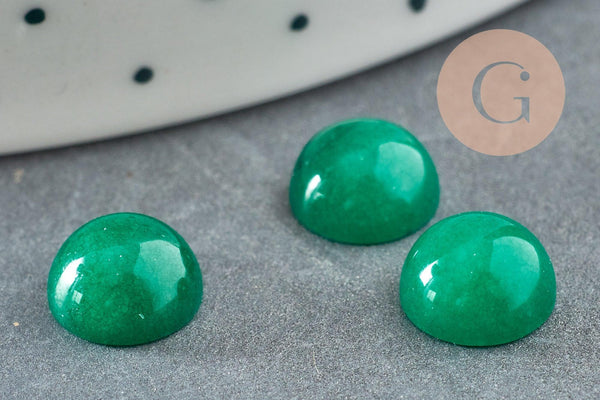 Cabochon rond jade naturel vert 8mm, x1 (G1143)