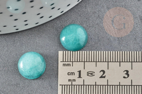 Cabochon rond jade naturel vert aqua 12mm, x1 (G0700)