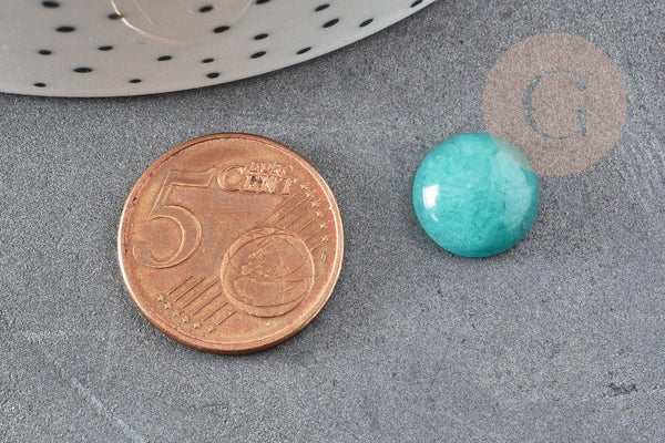 Cabochon rond jade naturel vert aqua 12mm, x1 (G0700)