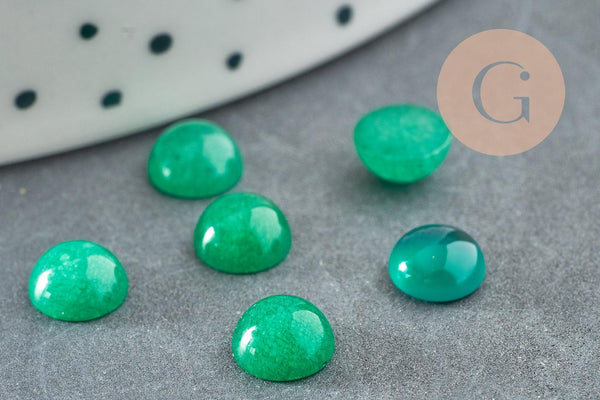 Cabochon rond jade naturel vert rond 6mm, x1 (G1587)