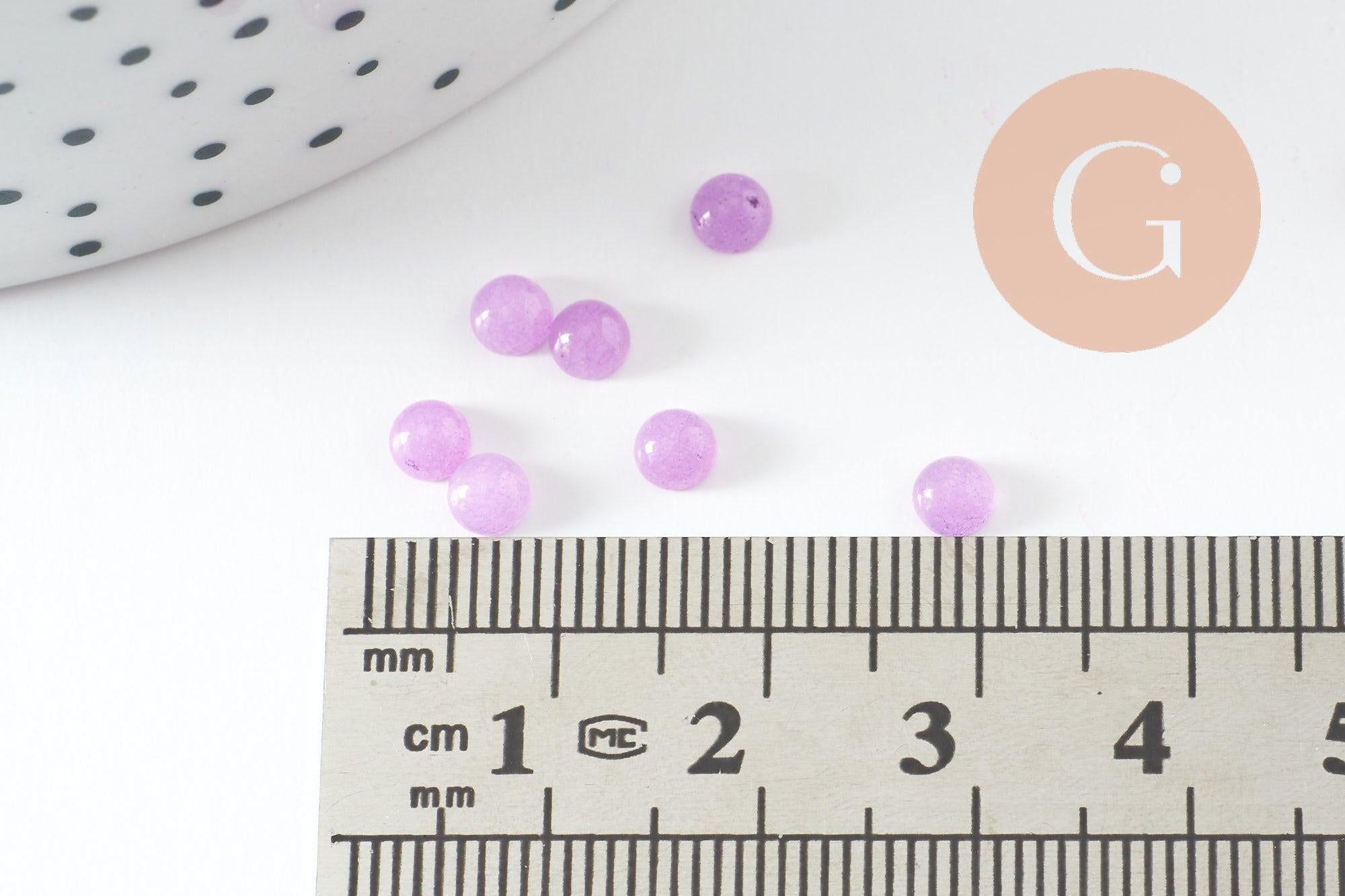 Cabochon rond jade naturel violet clair 4mm, x1 (G9948)